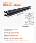 4 Pack 39.4 Inch 4040 T Slot Aluminum Extrusion Profile European Standard Anodized Linear Rail High Strength Aluminum Rails For 3D Printer CNC Machine DIY Laser Engraving Black, 1000mm black anodized