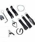 Heavy Duty Drain Snake Attachment Kit For Electric Drain Cleaners nine piece set including various hooks, springs, and blades.
