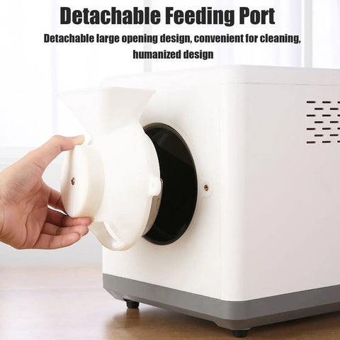 Detachable feeding port of Kick Up Your Home Brewing Game With This Heavy Duty Electric Coffee Bean Roaster for easy cleaning.