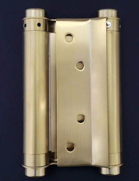 Brass Finish Double Action Spring Hinges 4 Inch Stainless Steel Self Closing For Cafe And Saloon Doors Swing Both Ways