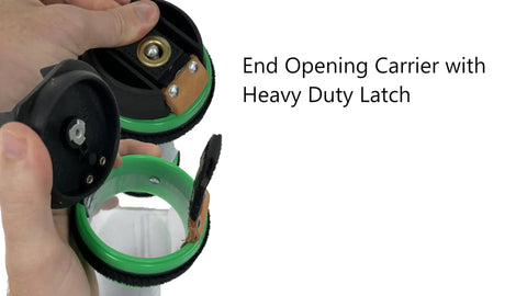 Heavy Duty Carrier For 4 Inch Diy Pneumatic Tube System kelly green end opening with durable latch, designed for smooth transport.