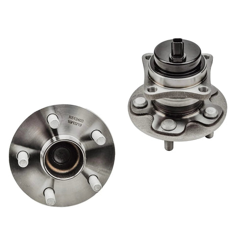 Rear Wheel Bearing Hub Assembly For 2009 2019 Toyota Corolla Sedan 2009 2010 Pontiac Vibe 2009 2014 Matrix 1.8L FWD 5 Lug ABS Sensor Cap 4 Bolt Flange Replacement showing front and side