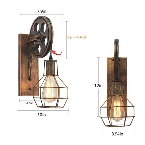 Vintage Industrial Wall Sconce Set Of Two For Rustic Farmhouse Bedroom And Hallway Lighting Hard Wired Bedside Lamps