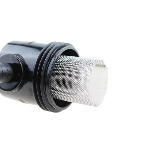 Close-up of Go-To Inline Water Pump Filter 3/8 Inch Hose Barb For Sprayers And High Pressure Cleaners, showing stainless steel screen.