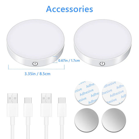 Rechargeable Touch Night Lights With Dimmable Brightness Memory, USB Powered Closet And Cabinet Stick On Lights accessories