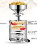 Heavy Duty Commercial Soymilk Maker With Auto Slurry Separator And Wide Mouth Feeder, Stainless Steel Tofu Refiner For Smooth Filter Free Brewing That Hits Different Every Day, showing grinding wheel and dense mesh filter.