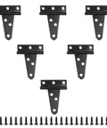 2 Inch T Strap Hinges Six Pack Heavy Duty Black Carbon Steel With Screws for Barn Doors, Fences, Cabinets, Gates, and Shutters.