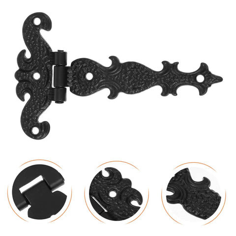 Set Of Four Retro European Style Wooden Box Hinges Built Tough For Durable Cabinet Hardware With No Sweat Installation, black design