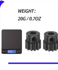 Two Pack 12T Mod1 Steel Pinion Gear For 5mm Shaft With 1.0 Pitch CNC Machined Upgrade Parts For Arrma 6S, 20g weight shown.
