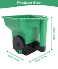 3L Handheld Lawn And Garden Spreader For Easy Seeding And Fertilizing Lightweight Seed And Fertilizer Spreader Tool, green plastic with dimensions