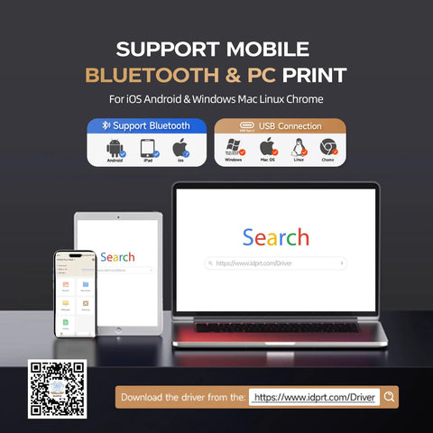 Game Changing Portable Bluetooth Printer With No Hassle Inkless Thermal Tech For Dang Quick US Letter Paper High Speed 300Dpi Imaging Black Compact Mobile Solution Suits Road Trips Workspaces And Daily Commutes shown with mobile and laptop connection options.