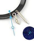 Blue Luminous Watch Hands Set With 3 Pins For NH34 NH35 4R35 4R36 2824 8215 8213 Movements Mechanical Hands Replacement Kit Night Glow