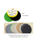 Grab These 30 Pc Four Inch Silicon Carbide Sanding Discs With Hook And Loop Backing For Super Fast Polishing Jobs Across All Grit Levels From Coarse To Mirror Finish Ready, displayed on a work surface.