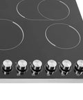 Quick Cookin' Electric Ceramic Cooktop With Five Adjustable Burners Infrared Stove Top controlling dials and smooth glass surface.