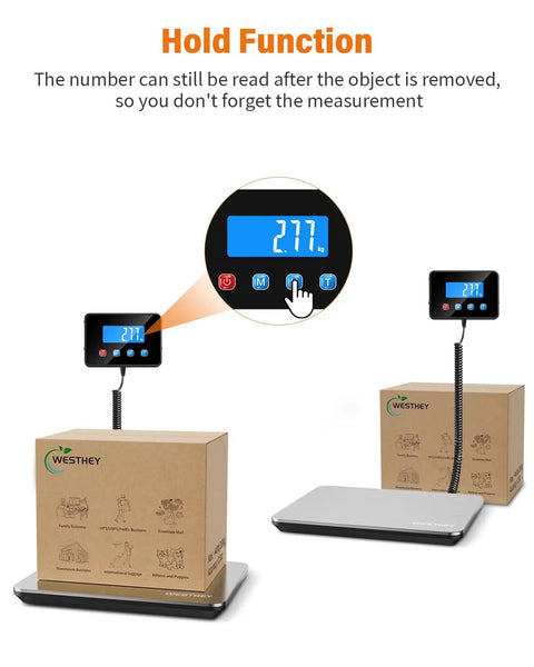 Digital Shipping Scale Half Ounce To 440 Pound High Accuracy Postal Scale displaying 27.7 with hold function
