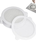 30 Pack Premium Self Adhesive 4.3 Inch Shower Drain Hair Catcher Mesh Strainer Adhesive Pad Clog Blocker Drain Cover close-up view.