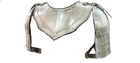 Medieval Iron Gorget With Pauldrons Set for LARP and Cosplay, 18 GA steel neck and shoulder armor with leather straps
