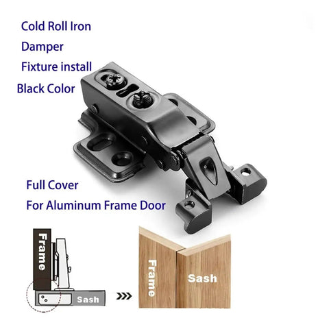 Premium Heavy Duty Soft Close Cabinet Hinges Featuring Quick Install Hydraulic Dampers For Full Cover Kitchen Cupboards And Bathroom Vanity Doors Rock Solid Construction, cold roll iron black hinge for aluminum frame door.