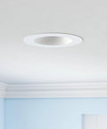 6 Inch Retrofit LED Recessed Downlights with Baffle Trim installed in ceiling, 965 Lumens, 13W, 120 Watt Equivalent, 3000K Warm White, Dimmable
