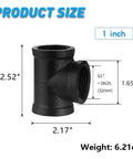 Heavy Duty 1 Inch Black Threaded Tee Fittings 10 Pack DN25 Internal Thread Cast Malleable Iron dimensions and weight
