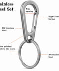 Stainless Steel Carabiner Keychain Quick Release Heavy Duty Clip For Purse Car Motorcycle And Key Rings Kit Two Pack Silver Built To Last