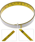 No Sweat Self Adhesive Measuring Ruler Tape 2 Pack for Industrial Workbenches and Cutting Tables with yellow metric scale.