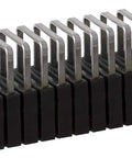 Close-up of black T59 Insulated Stainless Steel Cable Staples with 5/16 inch leg and crown for data and communications wiring