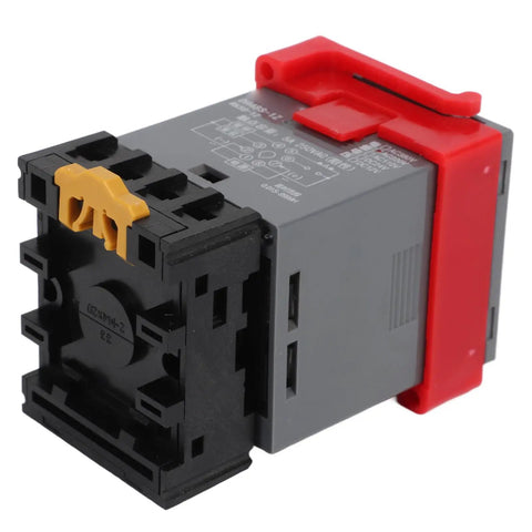 Time Relay Delay Timer With LCD Display Pro Grade 3 Modes 0.01S 9999H Delay Range Rugged Industrial Automation Electrical Component With Flame Retardant Housing AC110V Copper Galvanized Alloy Pins, front view