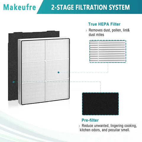 Premium True HEPA Filter Replacement for Whirlpool Whispure AP450 and AP510 air purifiers with pre-filter, shown in diagram.