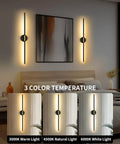 Elegant Black And Gold Rechargeable Wall Sconce Set Of Two with 3000K, 4500K, 6000K lighting options for versatile home decor.