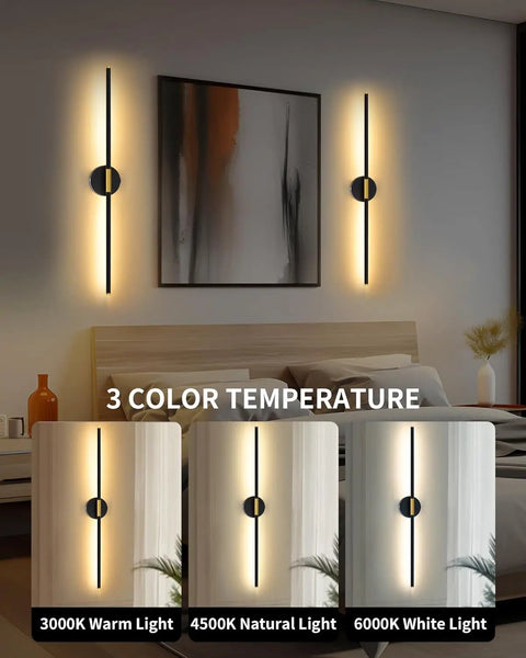 Elegant Black And Gold Rechargeable Wall Sconce Set Of Two with 3000K, 4500K, 6000K lighting options for versatile home decor.