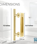 Brushed Brass Gold Barn Door Hardware Kit No Fuss With 72 Inch Track System For Single Door, Heavy Duty Rail With Rollers