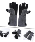 Built Tough As Nails Heat Resistant Oven Gloves For Bbq Grilling And Welding Industrial Grade Long Arm Kitchen Mitts gray fabric double gloves