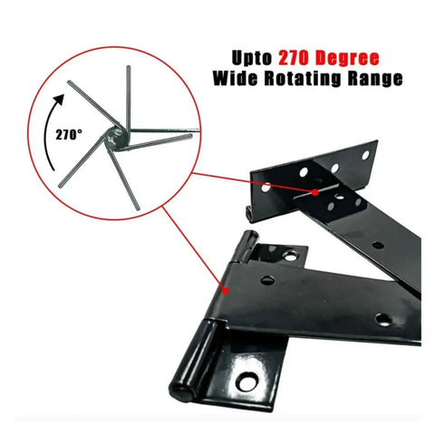 Heavy Duty 3 Inch 4 Inch 6 Inch T Shaped Door Hinges With Screws Rustproof Metal Wrought Hardware 270 Degree Opening Built To Last