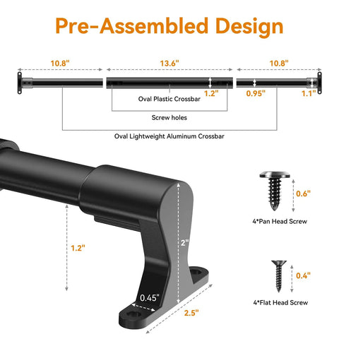 Aluminum RV Screen Door Handle, Adjustable 20 to 32 Inches, Built Tough Grab Bar and Crossbar for Camper Entry, Universal Fit for RV Motorhome Travel Trailer, Black, pre-assembled with dimensions