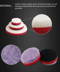 All In One Drill Polishing Kit With 24 Mixed Foam And Wool Buffing Pads 3 Backing Pads And 2 Adapters 5/8-11 Thread Close Up