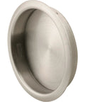 Solid Brass Satin Nickel Door Finger Pull Two Pack, 2 Inch Diameter Flush Mounted Door Pull for Wardrobe and Closet Doors side view