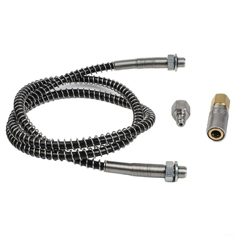 Heavy Duty High Pressure Air Hose With 9000 PSI Rating And Stainless Steel Braid for Compressor Pump with quick connect couplers.