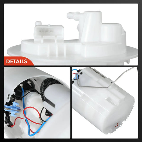 Upgrade Your Whip With This Badass Electric Fuel Pump Module Assembly Featuring A High Output Sending Unit And Reinforced Strainer Fits Fiat 500X And Jeep Renegade detail view of electric fuel pump assembly with connectors and wiring.