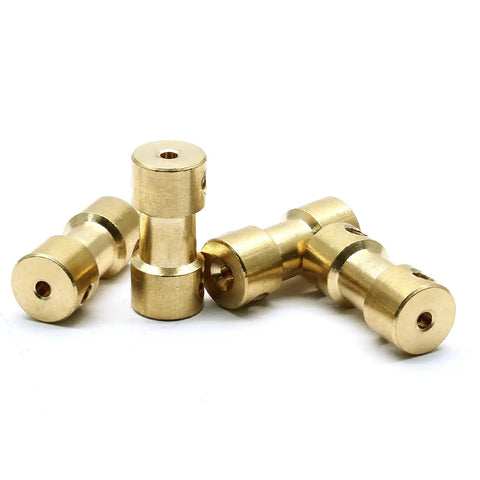 Brass Shaft Coupling Connectors Set For 3D Printers 2Mm To 2Mm With M3 Thread 9Mm Outer Diameter 20Mm Length showcasing three connectors