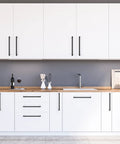 Modern kitchen with white cabinets featuring Black Cabinet Pulls for Kitchen Square Stainless Steel Drawer Handles 10 Inch