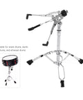 Gig Ready Adjustable Double Layer Cymbal Stand Road Tested Heavy Duty Iron Drum Rack Snap Setup For Snare Bongos And Percussion Foldable Tour Hardened Base Silver in silver, showcasing adjustable height for various drums.