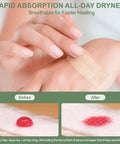 Silicone Adhesive Bandages For Fragile Skin 2x4 Inch XL Pack Of 20 shown on arm demonstrating absorption