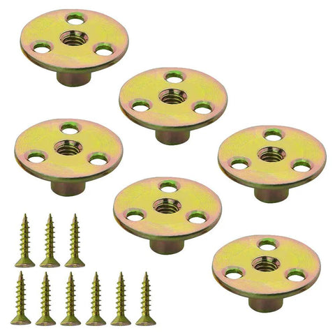 Heavy Duty 64 Pack 3/8 Inch Tee T Nuts With Round Flange Base And Mounting Screws corrosion resistant hardware and screws.