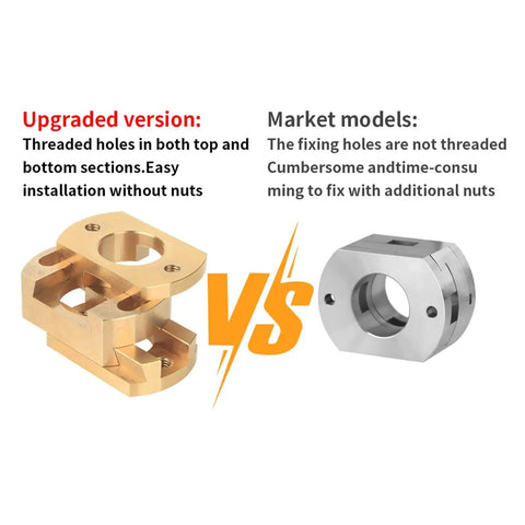 18mm Brass Oldham Coupling For Z Axis T8 Screw Upgrades Compatible With Ender 3 V2 And CR 10 S Pro For Smoother Print Rides And Zero Backlash. Brass and silver coupler comparison