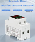 Smart Circuit Breaker With Adjustable Voltage Protection 70-200V Low Cutoff, 140-300V High Cutoff, 1-63A Overcurrent Protector AC Disconnect Switch showing digital display and settings.