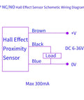 Wiring diagram for Hall Effect Proximity Sensor PNP Normally Open Magnetic Switch 10mm Sensing Distance For DIY Projects And Automation 6-36V DC