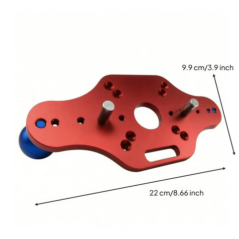 Heavy Duty Trimming Machine Bottom Plate For Woodcraft, anodized metal base, 22 cm x 9.9 cm, with central opening and mounting posts.