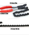 Exhaust Pipe Cutter Tool For 3/4 To 3-1/4 Inch Tailpipes And Tubing, Lubricated Wheel Mechanism For Smooth, Easy Cuts, Heavy-Duty Cutter For PVC Copper Steel Exhausts, Ideal For Tailpipe And Catalytic Converter Repairs. Chain-style pipe cutter with red handles, 22.8cm and 27.2cm