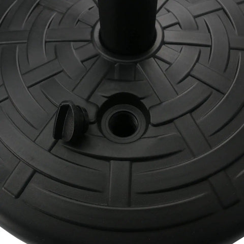 Close-up of the water filling hole on 30Lb Water Filled Central Pole Umbrella Base With Wide Rattan Design And Steel Holder Built In For Backyard Stability Weatherproof Stand For Patios Gardens And Outdoor Living
